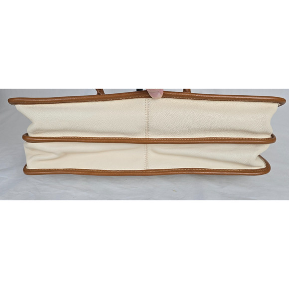 DKNY Leather Laptop Travel Business Bag Cream Beige Double Handles & CB Strap - Picture 8 of 16